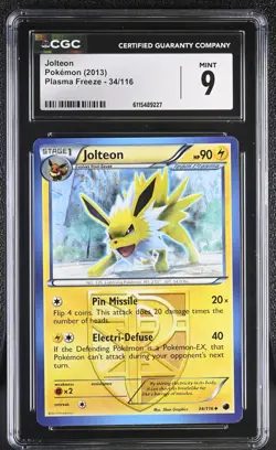 CGC MINT 9 Pokemon Jolteon 34/116 2013 Plasma Freeze - Image 1