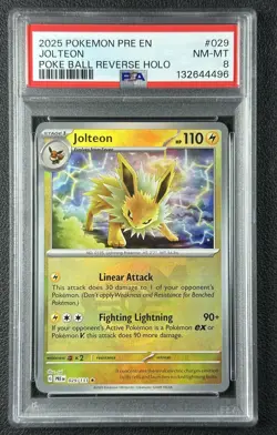 JOLTEON PSA 8 2025 POKEMON PRE EN #029/131 POKE BALL REVERSE HOLO 4496 - Image 1