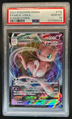 2021 Pokemon SWSH Fusion Strike Mew VM #114/264 PSA 10 - Image 1