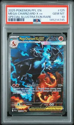 PSA 10 GEM MT 2025 POKEMON PFL EN-PHANTASMAL FLAMES #125 MEGA CHARIZARD X ex SIR - Image 1