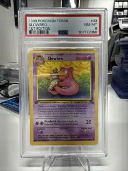 1999 Fossil 1st Edition Slowbro #43 – Vintage Pokemon Card PSA 8 - Image 1