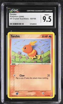 CGC MINT+ 9.5 Pokemon Torchic 65/100 2006 EX Crystal Guardians - Image 1