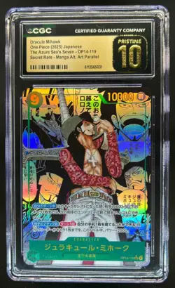 2025 One Piece JP Seven Dracule Mihawk Manga Alt Art #OP14-119 CGC 10 Pristine - Image 1