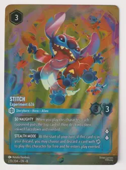 Stitch Disney Lorcana Experiment 626 Enchanted 220/204 Reign of Jafar Holo - Image 1