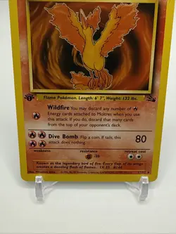 Moltres Pokemon Card TCG Fossil 1st Edition Non Holo 1999 WOTC 27/62 - Image 3