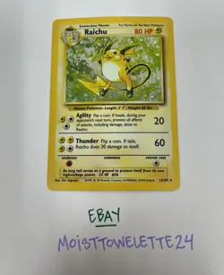 Pokemon TCG Base Set Raichu Holo Card 14/102 Unlimited Holo Rare - Image 1