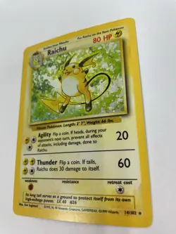 Pokemon TCG Base Set Raichu Holo Card 14/102 Unlimited Holo Rare - Image 2