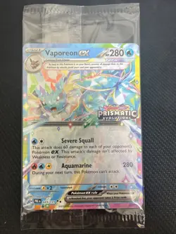 Vaporeon EX Prismatic Evolutions STAMPED Sealed Promo Card 023/131 Surprise Box - Image 1