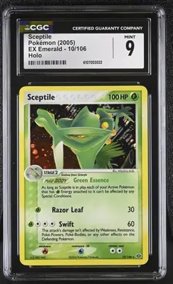 CGC 9 MINT Sceptile 2005 EX Emerald 10/106 Holo Pokemon Card - Image 1