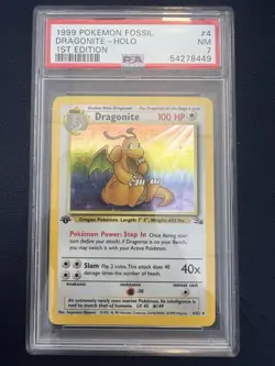 Dragonite 1999 Pokemon Fossil 1st Edition PSA 7 #4 - Image 1