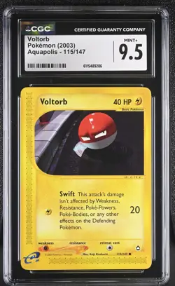 CGC MINT+ 9.5 Pokemon Voltorb 115/147 2003 Aquapolis - Image 1