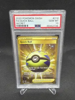2020 Pokemon Quick Ball Secret Rare PSA 10 Full Art Sword Shield #216 - Image 1
