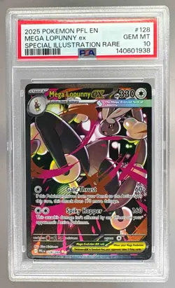 140601938 Mega Lopunny ex 2025 Pokemon Phantasmal Flames #128 SIR PSA 10 - Image 1