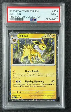 JOLTEON PSA 9 2025 POKEMON SVP ENGLIGH EN #169 PRE POSTER COLLECTION 482 - Image 1