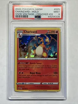 2020 Pokemon Vivid Voltage #025 Charizard HOLO Cracked Ice PSA 9 - Image 1
