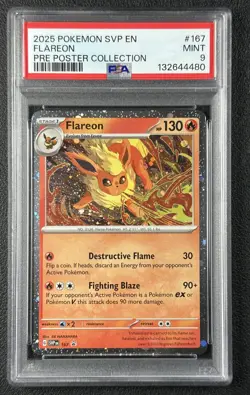 FLAREON PSA 9 2025 POKEMON SVP ENGLISH EN #167 PRE POSTER COLLECTION 4480 - Image 1