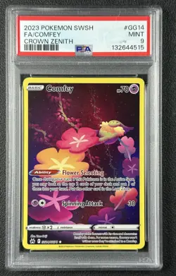 COMFEY PSA 9 2023 POKEMON SWORD & SHIELD CROWN ZENITH #GG14/GG70 FA FULL ART 515 - Image 1