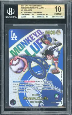 2025 One Piece Monkey D. Luffy Dodgers Promo BGS 10 Pristine EB02010 - Image 1
