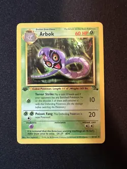 1st Edition Arbok 31/62 Fossil Pokemon Card NM/Mint (pulled from pack) - Image 1