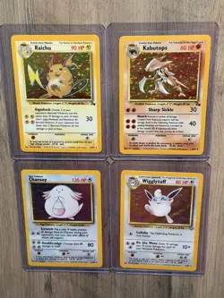 Pokemon TCG 4 Card Holo Lot - Raichu + Kabutops + Chansey + Wigglytuff WOTC - Image 1