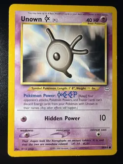 FREE SHIPPING Unown K 58/64 Neo Revelation Pokemon Card - Image 1