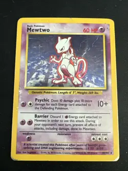 Pokemon TCG Mewtwo Base Set 10/102 Holo 1999-2000 Wizards Base Set Vintage Card - Image 2