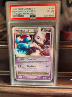 Pokemon TCG Mewtwo LV x Holo Card 144/146 D&P Legends Awakened PSA 6 - Image 1