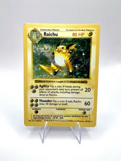 Pokemon TCG Raichu Base Set Holo Shadowless 14/102 Vintage WOTC - LP - Image 1