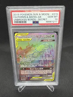 2019 Pokemon Phermosa Buzzwole Secret Rare Rainbow PSA 10 Tag Team Unbroken Bond - Image 1