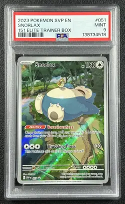 SNORLAX PSA 9 2023 POKEMON SV BLACK STAR PROMOS SVP EN #051 ELITE ETB 518 - Image 1
