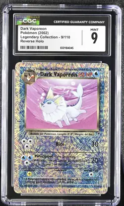 CGC 9 MINT Dark Vaporeon Legendary (Collection) 9/110 Reverse Holo Pokemon Card - Image 1