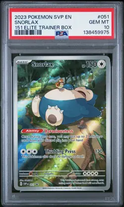 2023 POKEMON SVP EN-SV BLACK STAR PROMO 151 ELITE TRAINER BOX SNORLAX PSA 10 - Image 1