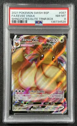 EEVEE VMAX FA PSA 8 2021 POKEMON SWSH BSP #087 SHINING FATES ETB 528 - Image 1
