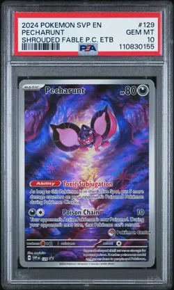 2024 POKEMON SHROUDED FABLE POKEMON CENTER ETB PROMO SVP #129 PECHARUNT PSA 10 - Image 1