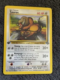 Tauros 47/64 Jungle 1st Edition Regular Uncommon 1999 WOTC Pokemon TCG NM - Image 1