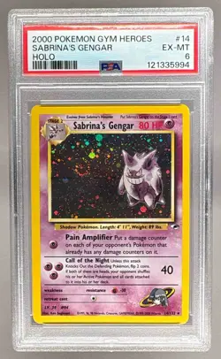 121335994 Sabrina's Gengar 2000 Pokemon Gym Heroes #14 Holo PSA 6 - Image 1