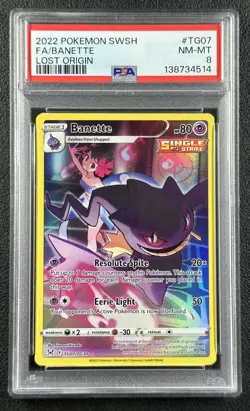BANETTE PSA 8 2022 POKEMON SWORD & SHIELD LOST ORIGIN #TG07/TG30 FULL ART FA 514 - Image 1