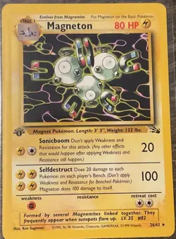 Magnetron 26/62 1st Edition Fossil Non Holo Near Mint Pokemon - Image 1