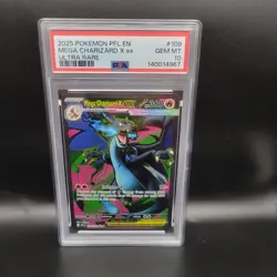 2025 POKEMON PFL EN-PHANTASMAL FLAMES ULTRA RARE #109 MEGA CHARIZARD X EX PSA 10 - Image 1