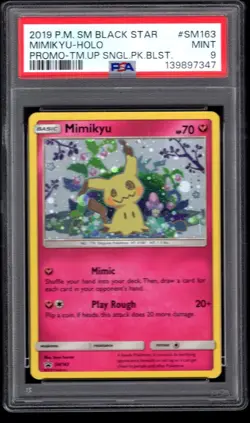 2019 POKEMON BLACK STAR MIMIKYU HOLO PROMO TEAM UP SM163 PSA 9 MINT - Image 1