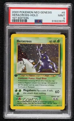 Heracross Holo 1st Ed. Pokemon Neo Genesis PSA 9 MINT 2000 - Image 1