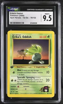 CGC MINT+ 9.5 Pokemon Erika's Oddish 78/132 2000 Gym Heroes 1st Edition - Image 1