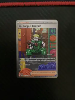 Pokemon Lt. Surge’s Bargain 185/132 Special Illustration Rare Mega Evolution NM - Image 1