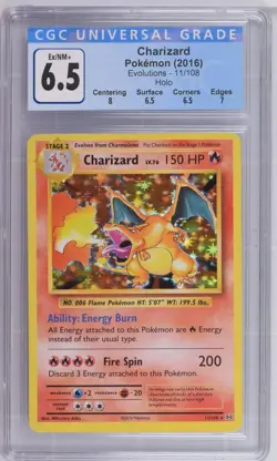 2016 Pokemon TCG - Evolutions - Charizard #11/108 Holo CGC 6.5 Ex/NM+ - Image 2
