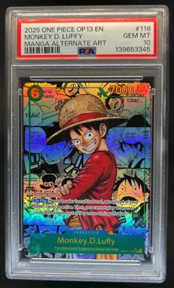 2025 One Piece Carrying On His Will Monkey D Luffy Manga Alt Art OP13-118 PSA 10 - Image 1