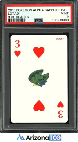 Pokemon 2015 Lotad 3 Of Hearts Playing Card Sapphire Playing Card Japanese PSA 9 - Image 1