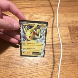 Pokemon Pikachu EX XY174 Promo Holo Card Basic Thunder Shock Mega Thunderbolt - Image 1