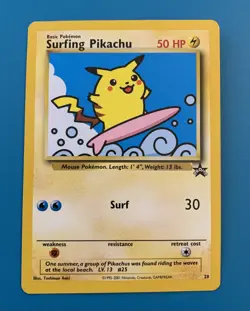 Surfing Pikachu #28 Black Star Promo Rare Vintage Pokemon Card - NM - Image 1