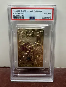 1999 BURGER KING POKEMON GOLD CARDS CHARIZARD PSA 8 - Image 1