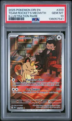 POKEMON 2025 TEAM ROCKET'S MEOWTH DESTINED RIVALS #203 PSA 10 - Image 1